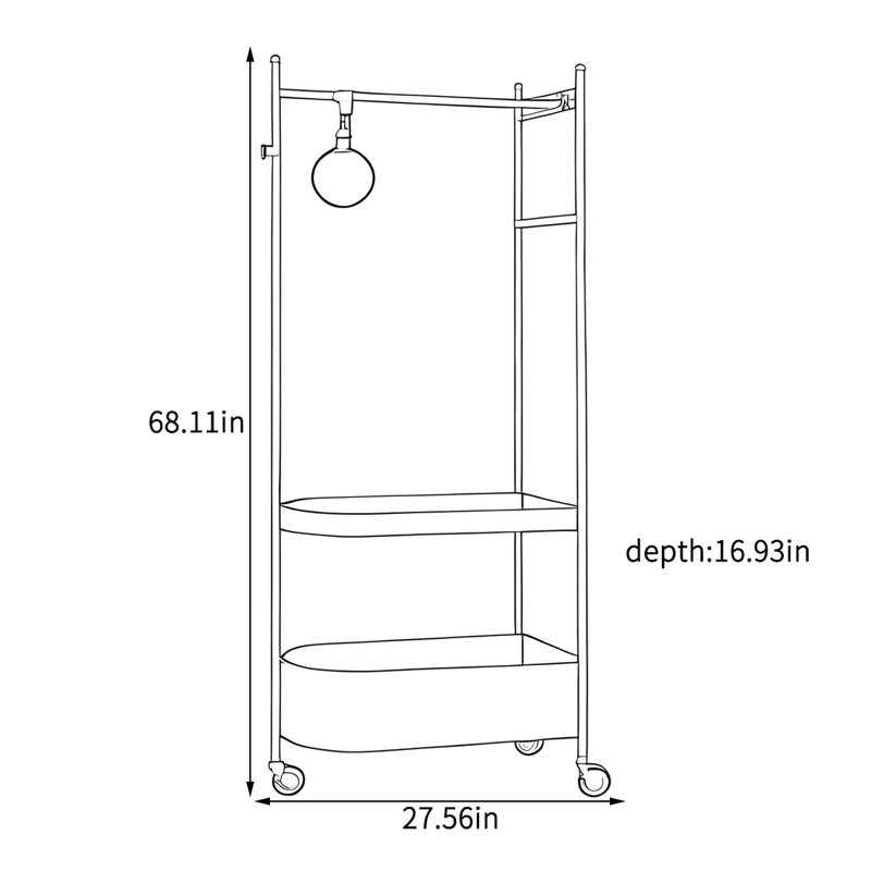 Coat Rack Dual Basket 360° Wheels Stainless Steel, Brown