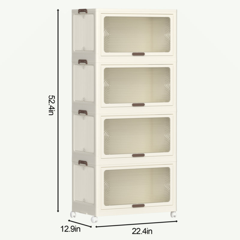 4 Tier Plastic Storage Bins With Lids 230QT, Stackable Storage Containers With Wheels, Folding Storage Boxes, Collapsible Storage Bins, Closet Organizers And Storage For Living Room,Office,Dorm