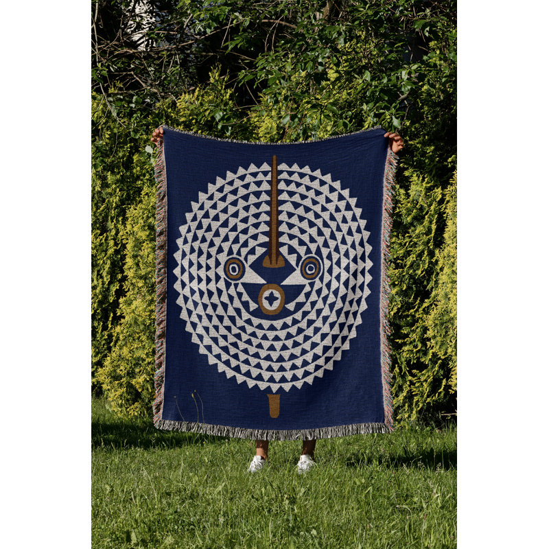 Couverture 100% coton Mossi, L 60 po x l 60 po, Marine