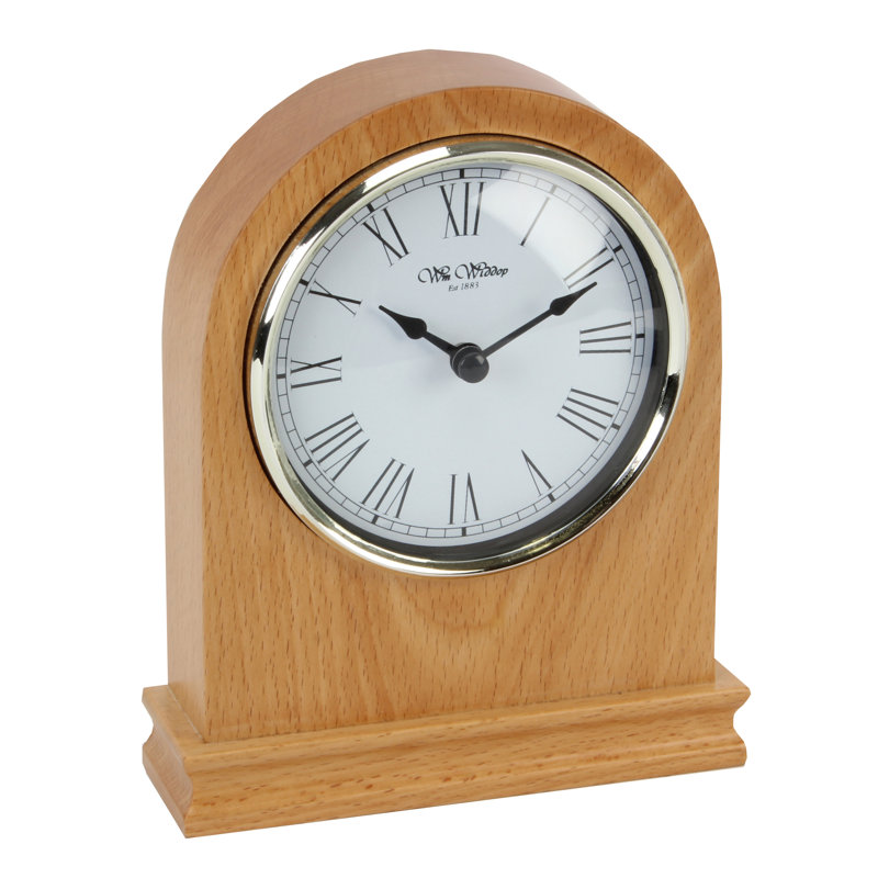 Roman Numeral Beech Solid Wood Quartz Movement / Crystal Tabletop Clock in Wood