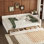 Grand lit plateforme tapissier avec port USB et 2 tiroirs, beige