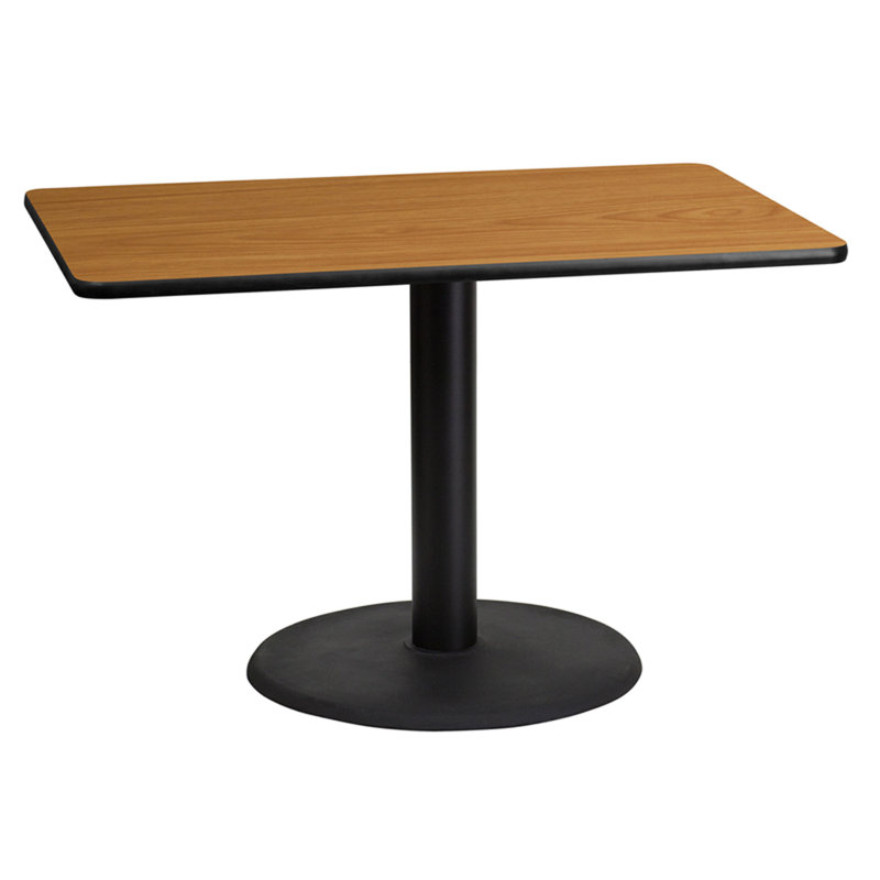 Carrus Rectangular Laminate Dining Table Top with Round Base, 31.12" H x 48" W x 30" D, Natural