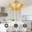 Luminaire suspendu semi-encastré avec lustre moderne en verre cognac-1178903192