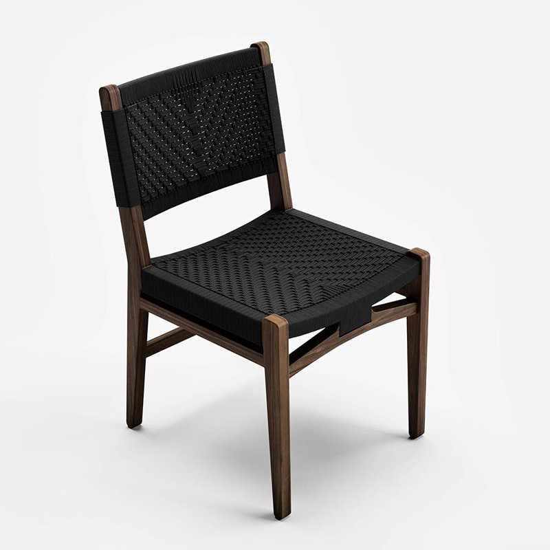 Chontales Dining Chair, Black V Braided Cord, Coffee