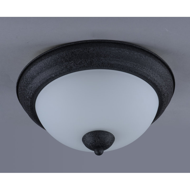 Glass Flush Mount, Textured Black, 5.5" H x 11.25" W x 11.25" D