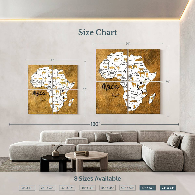 Carte d'Afrique Aliaz, H 57 po x l 57 po