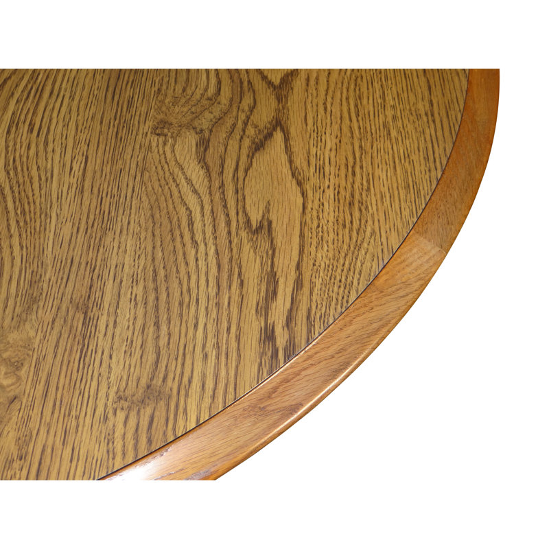 Extendable Oak Round Solid Wood Dining Table, Golden Chestnut Oak