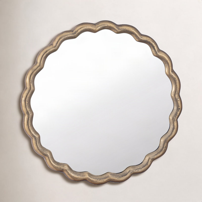 Aluminum Wave Mirror Medium, Gold, 27" x 27"