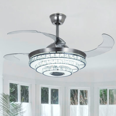 Jorcina 42" Colourful Bluetooth Crystal Ceiling Fan Light with Remote Control and Music Player