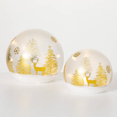 The Holiday Aisle® Christmas Decorations Indoor, Set Of 3 Crackle Glass  Ball With LED Lights Christmas Snowman Home Decor, Christmas Table  Decorations Lighted Globes With Timer For Mantel Fireplace Tabletop