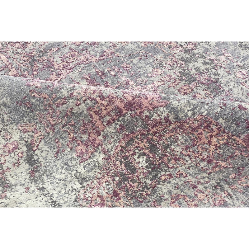 Abstract Area Rug in Gray/Pink, Rectangle 5' x 8'