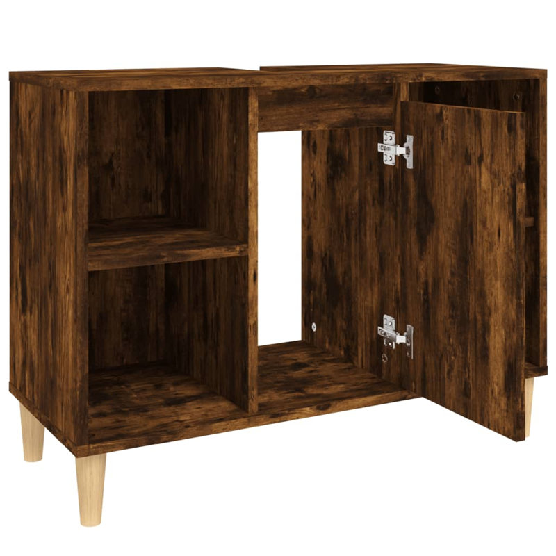 Skagway Sink Cabinet 80x33x60 cm Engineered Wood, Smoked Oak