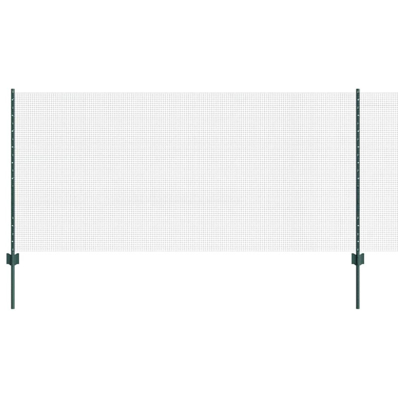 Vidaxl Fence With Posts Steel, Green, 100cm H x 5000cm W x 2.7cm D