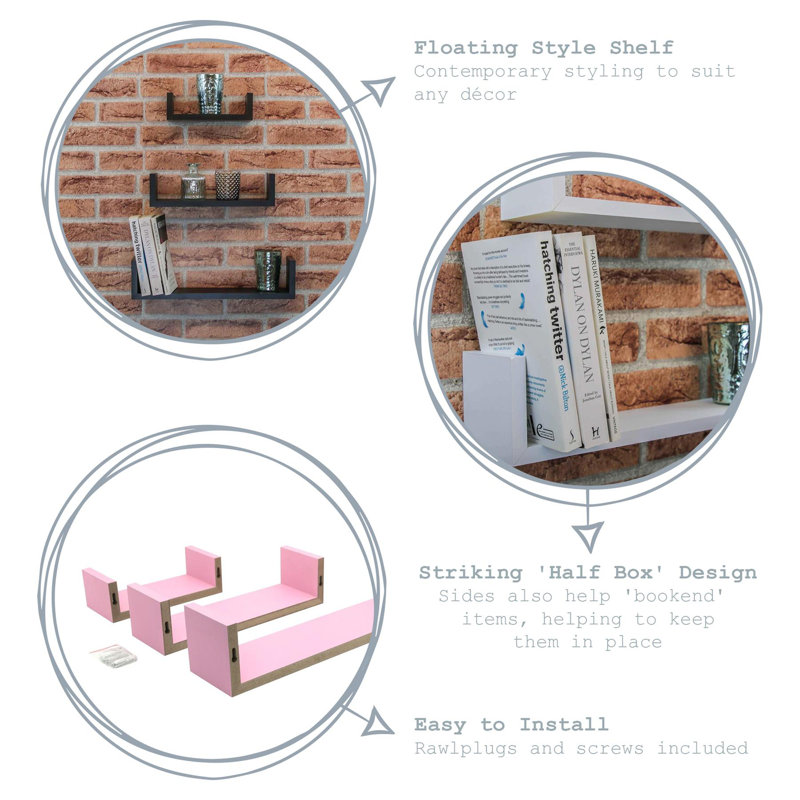 3 Piece Solid Wood Floating Shelf