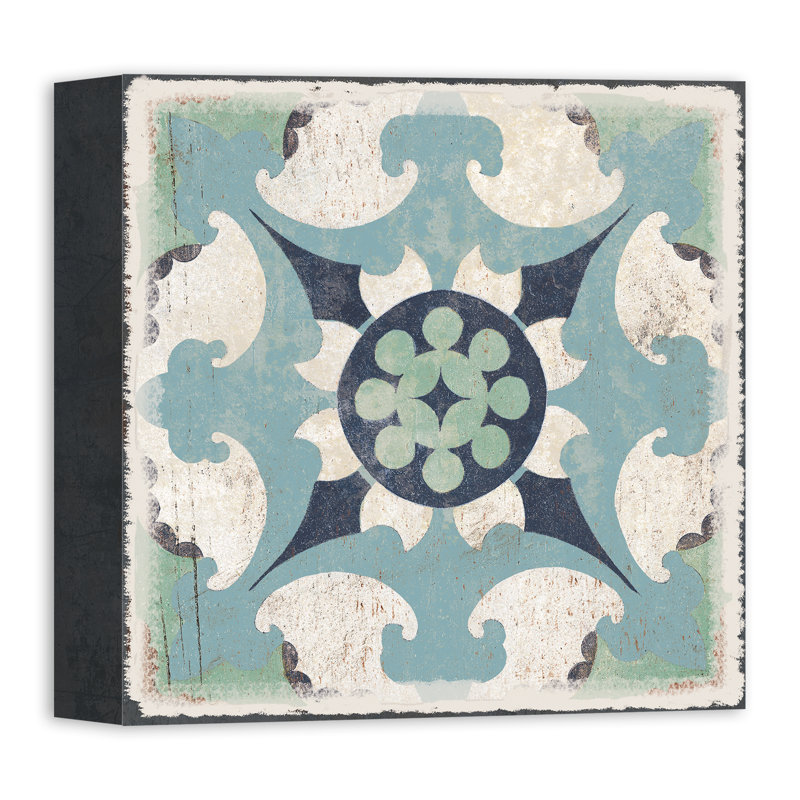 « blue marocain tile », reproduction de peinture à l’acrylique sur toile, H 12 po x l 12 po