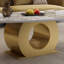 Table basse ovale en pierre frittée avec base en acier inoxydable, table centrale pour le salon