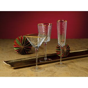 Meridian Rippled-Crystal Gold-Rim Martini Glasses by VISKI (Set of