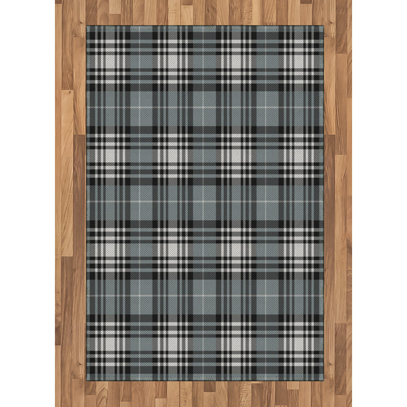 Checkered High Density Long Fiber Poly Threads Decorative Area Rug Carpet, Rectangle 4' x 5'8"