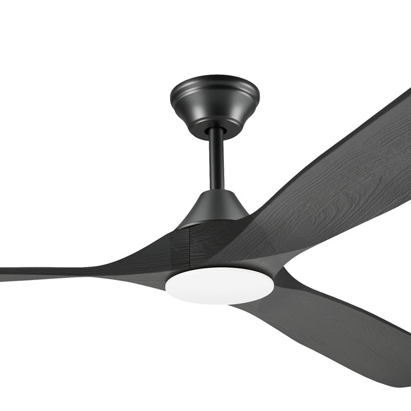3-Blade Indoor Smart Ceiling Fan with Light and Remote/APP Control,3 LED Colors,6 Speed Quite DC Motor,Timer, Black, 70" Wide