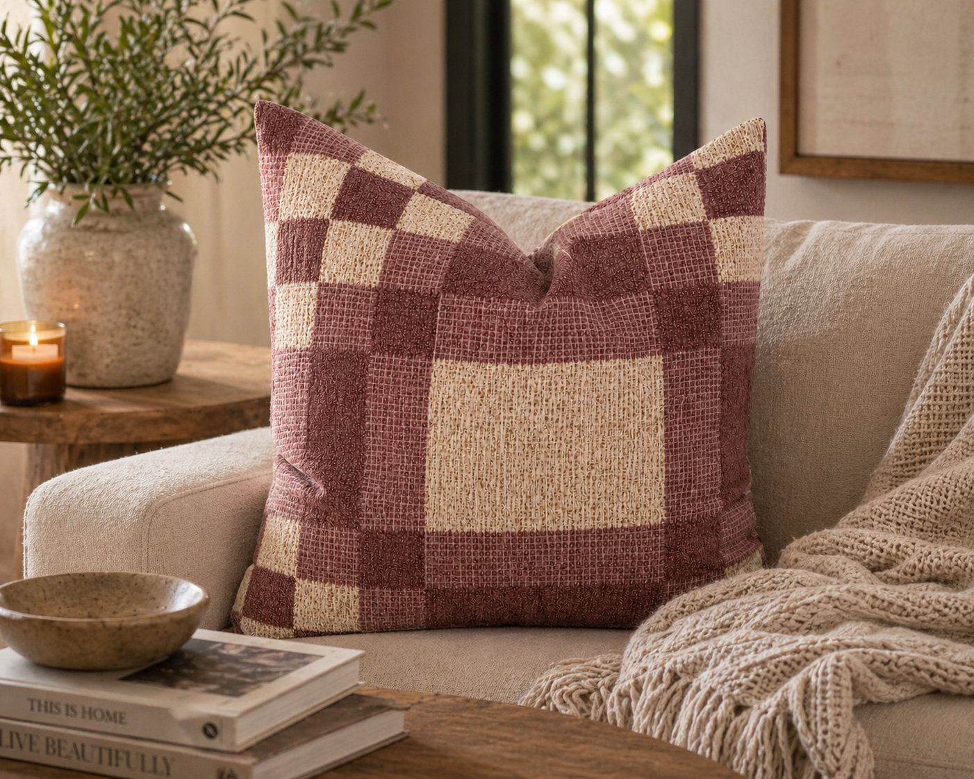 Langdon Shapes Throw Pillow, Rose, 24'' H x 24'' W