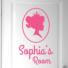 Personalised Princess Portrait Little Girls Door Room Wall Sticker