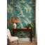 Papier peint abstrait vert avec feuilles tropicales