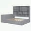 Lit de jour double en bois avec trois tiroirs, bureau, tablettes et lumières-379850009