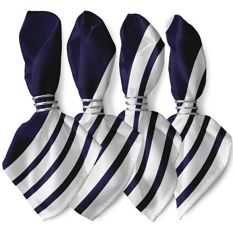 Handy Polyester Striped Square Napkin, Navy