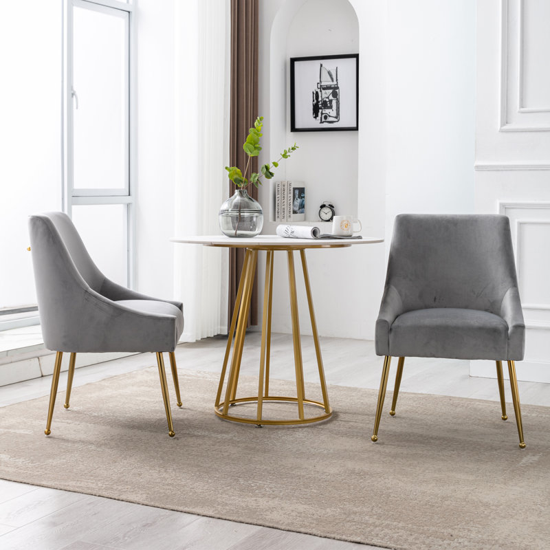 Chaise d'appoint en velours 21,25 po Khivi, Gris