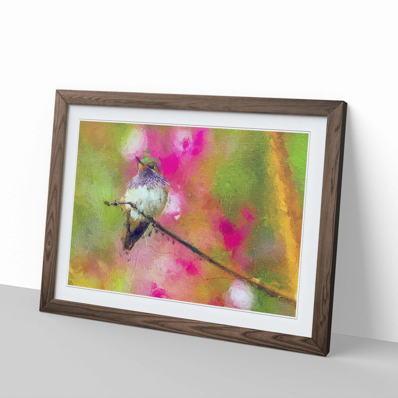 Hummingbird - Framed Print, 48cm H x 65cm W x 2cm D, Walnut Framed