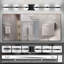 (Identique à W1340P143680/LL2001-B-6) Applique murale décorative minimaliste noire de 109 cm (43 po) avec abat-jour en acrylique effet sable cristallin, 6 lumières, idéale pour un miroir de salle de bain.