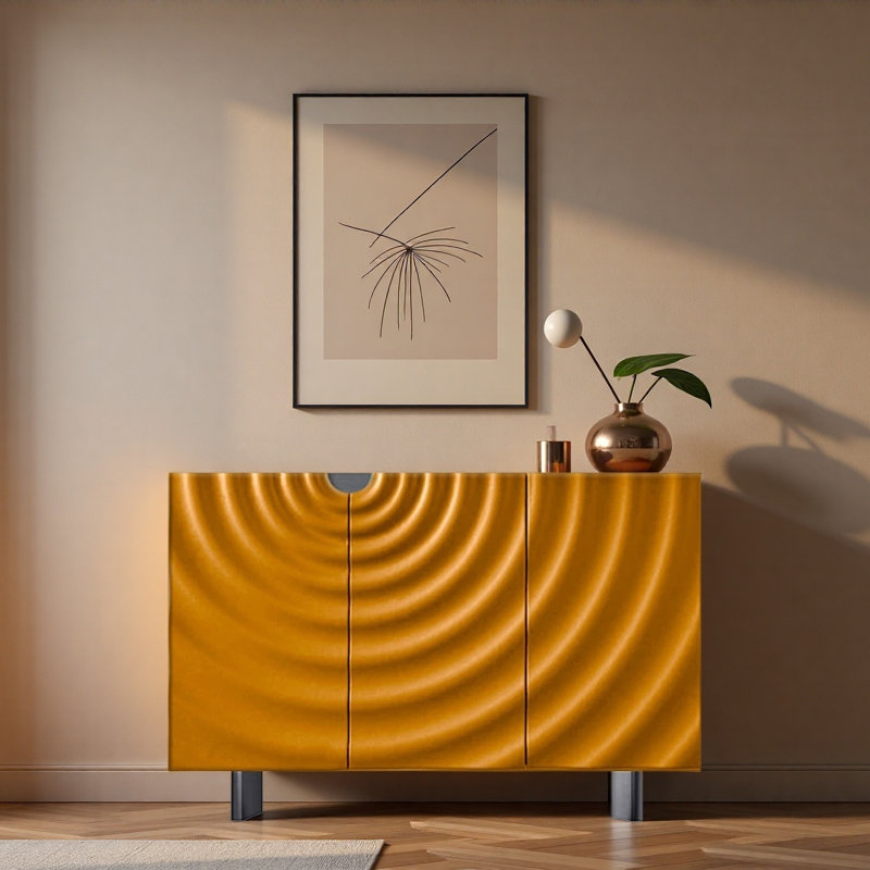 Caines, 33.46" H x 47.24" W x 13.78" D, Noir / Jaune