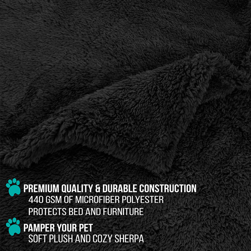 Medium Black Faux Shearling Waterproof Pet Blanket