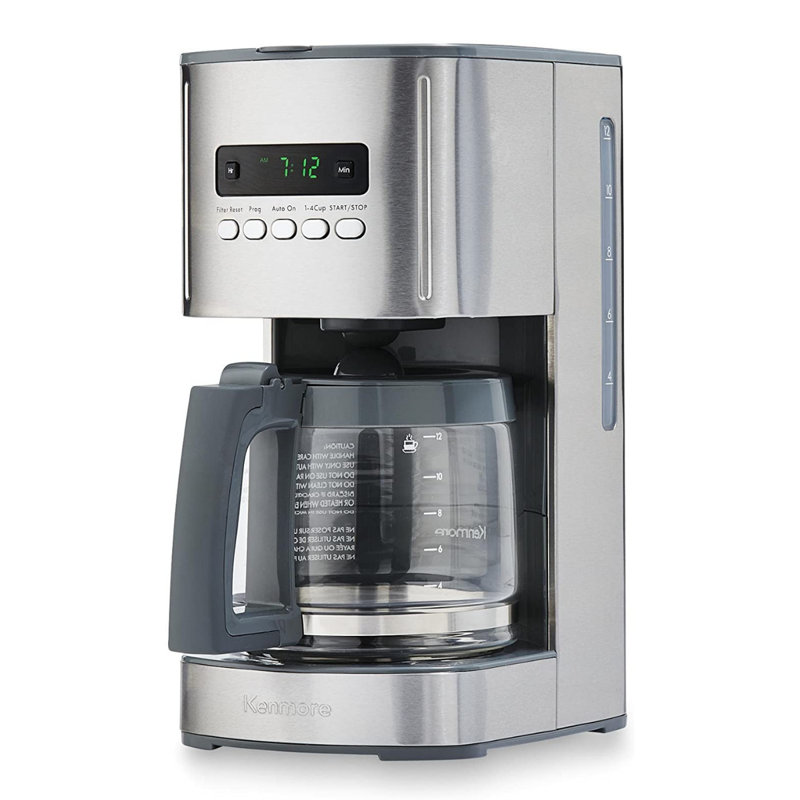 Cafetière goutte à goutte programmable avec filtre réutilisable Kenmore, Argent argent