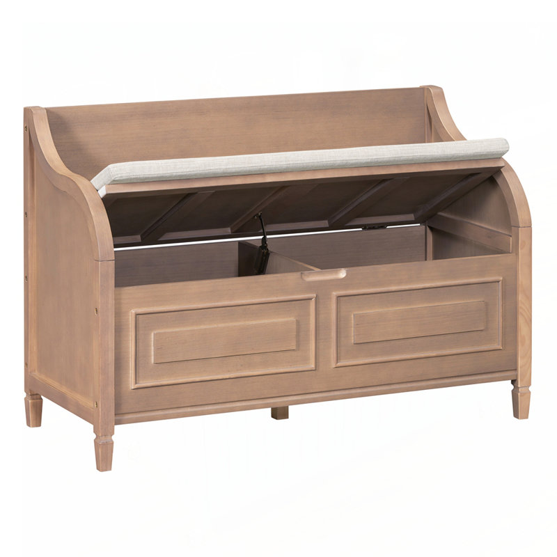 Upholstered Storage Bench,entryway bench, Brown