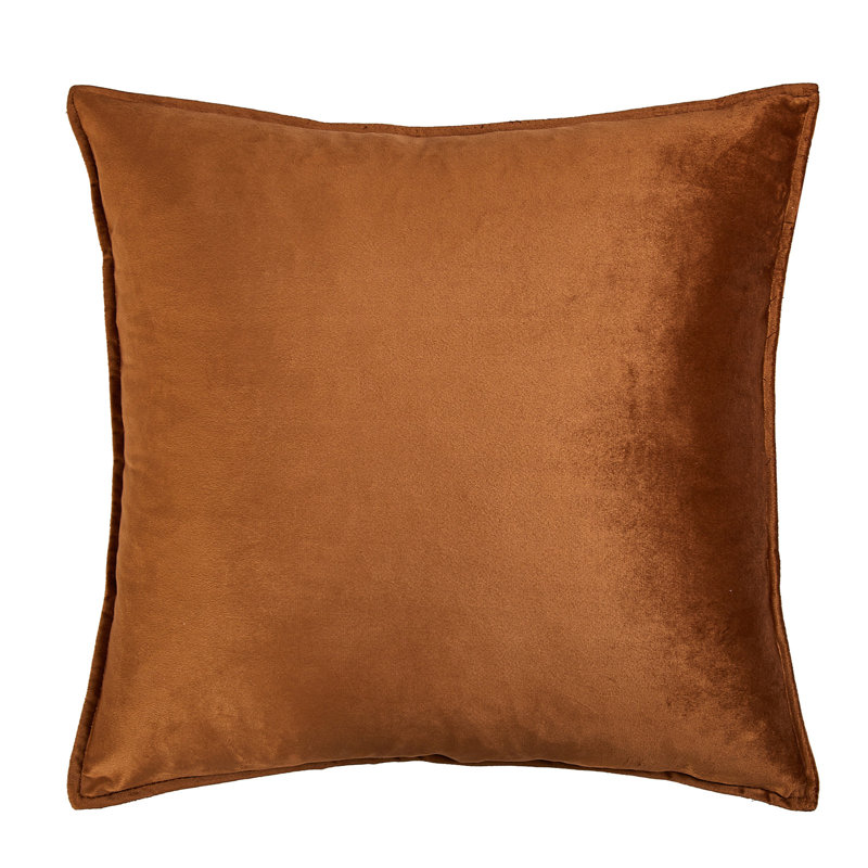 Square Velvet Pillow Cover & Insert, Copper Rust, 18"H x 18"W