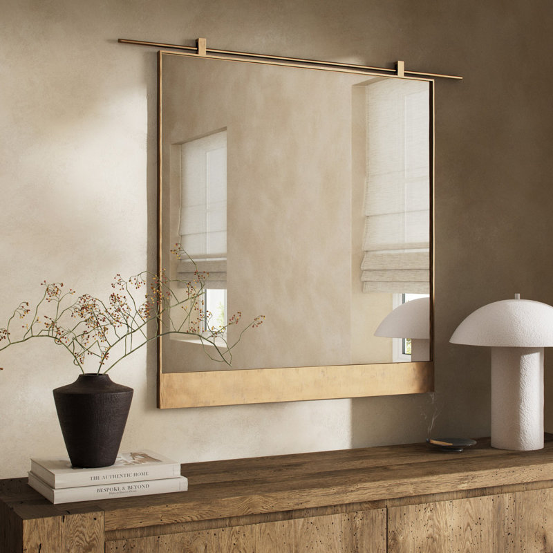 Chico Flat Metal Wall Mirror, 45" x 50", Antique Brass