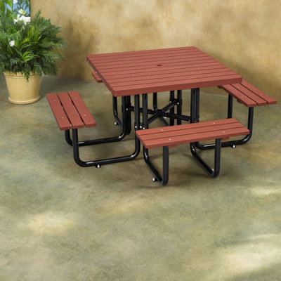 Spacious Patio Tables, Solid Wood, Steel Frame, Modern Backyard Dining