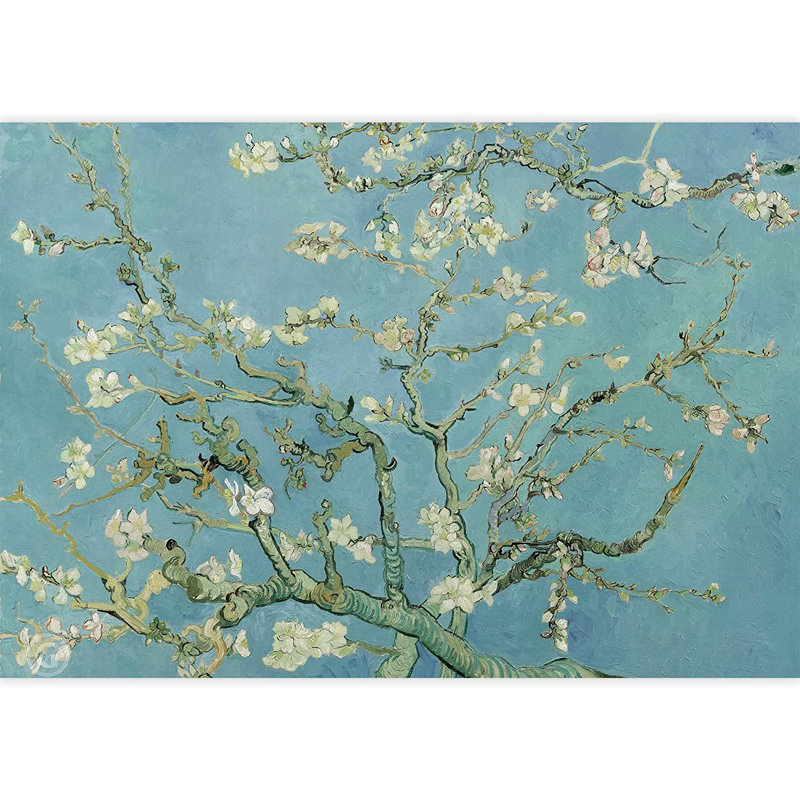 Almond Blossom Vincent Van Gogh, Floral Mural, Vintage Boho Removable Contact Paper, 144" W x 100" L, Cuivre orangé