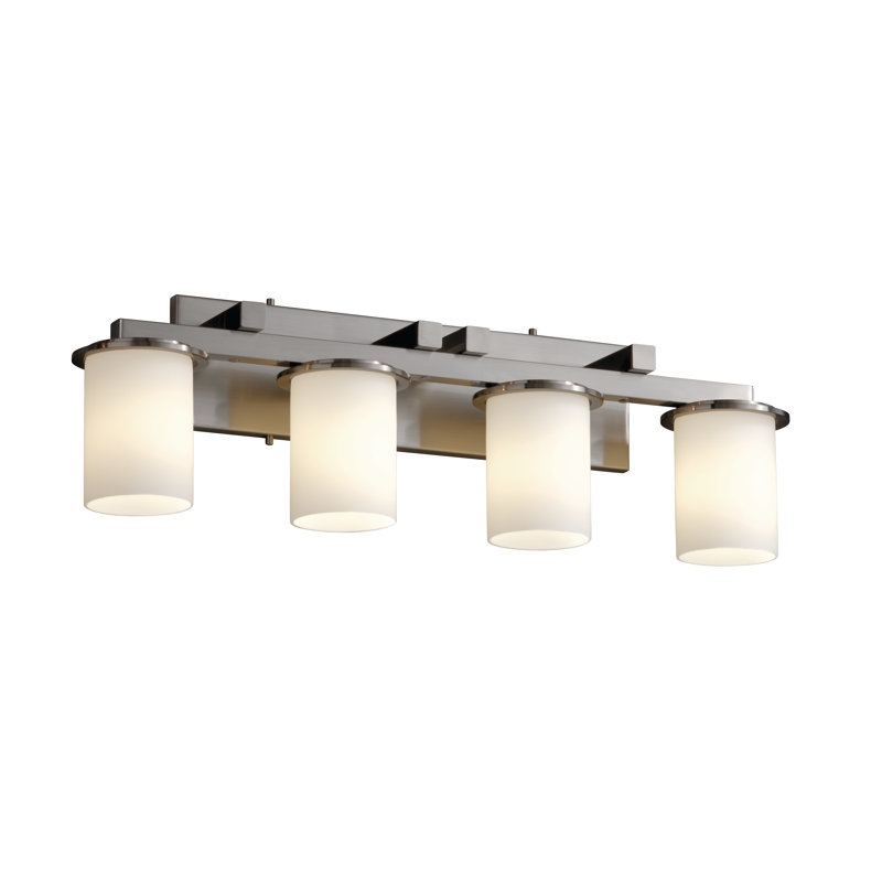 Éclairage pour meuble-lavabo 4 lumières Casson, Bronze foncé, Verre blanc opalin