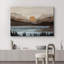 «Western Wood Effect Landscape Mountain Range Lake Trees Nature Abstract Artwork Living Room Decor on Canvas Print-93388836-93388835