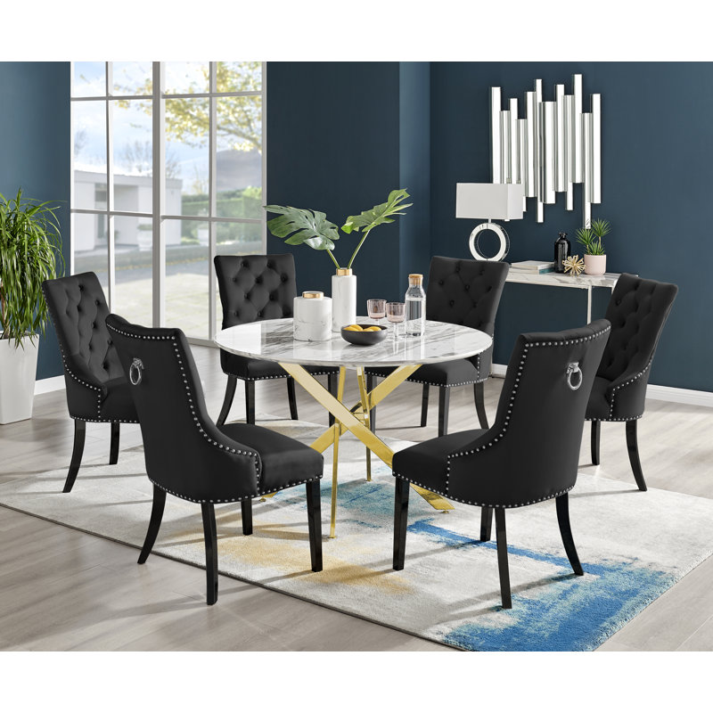 6 - Person Dining Set, Black, Black