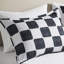 Édredon simple / simple TG en microfibre à carreaux avec rembourrage, - étiqueté, lavable à la machine, 1 édredon, taie décorative, 2 coussins décoratifs, style moderne avec imprimé noir et blanc, coussins décoratifs