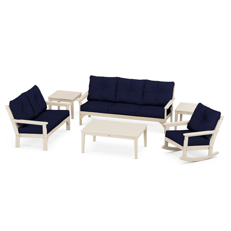 Vineyard 6-Piece Deep Seating Set, Sand, Navy