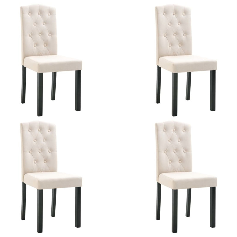 Dining Chairs Accent Side Chair with Solid Wood Legs for Kitchen, Crème, 4