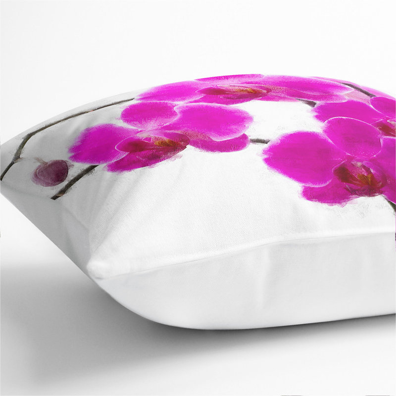 Orchid Flowers Vol.2 Painting Square Throw Cushion, 55cm H x 55cm W x 20cm D, White
