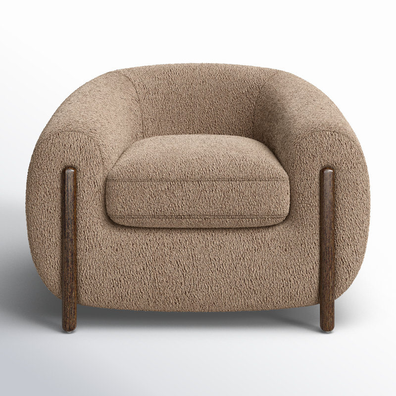Lyla 38" W Polyester Blend Barrel Chair, Sheepskin Camel Sherpa