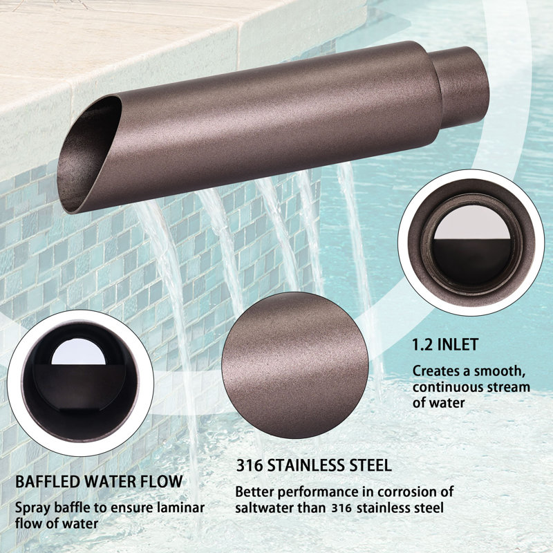 Outdoor Stainless Steel Waterfall Fountain, Brown