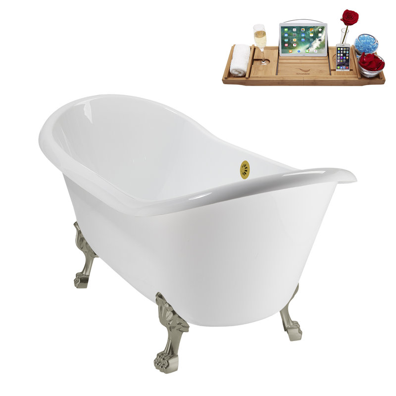 71" Streamline Clawfoot Tub,Tray,Drain and Clawfeet, Brushed Nickel, Brushed Gold