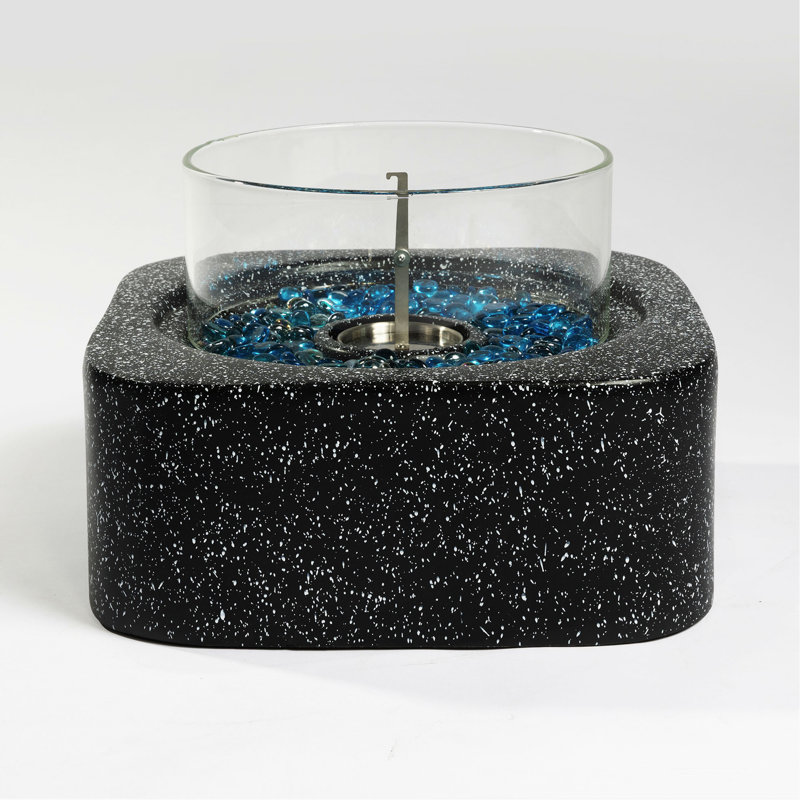 Tabletop Fire Pit With Glass Wind Guard